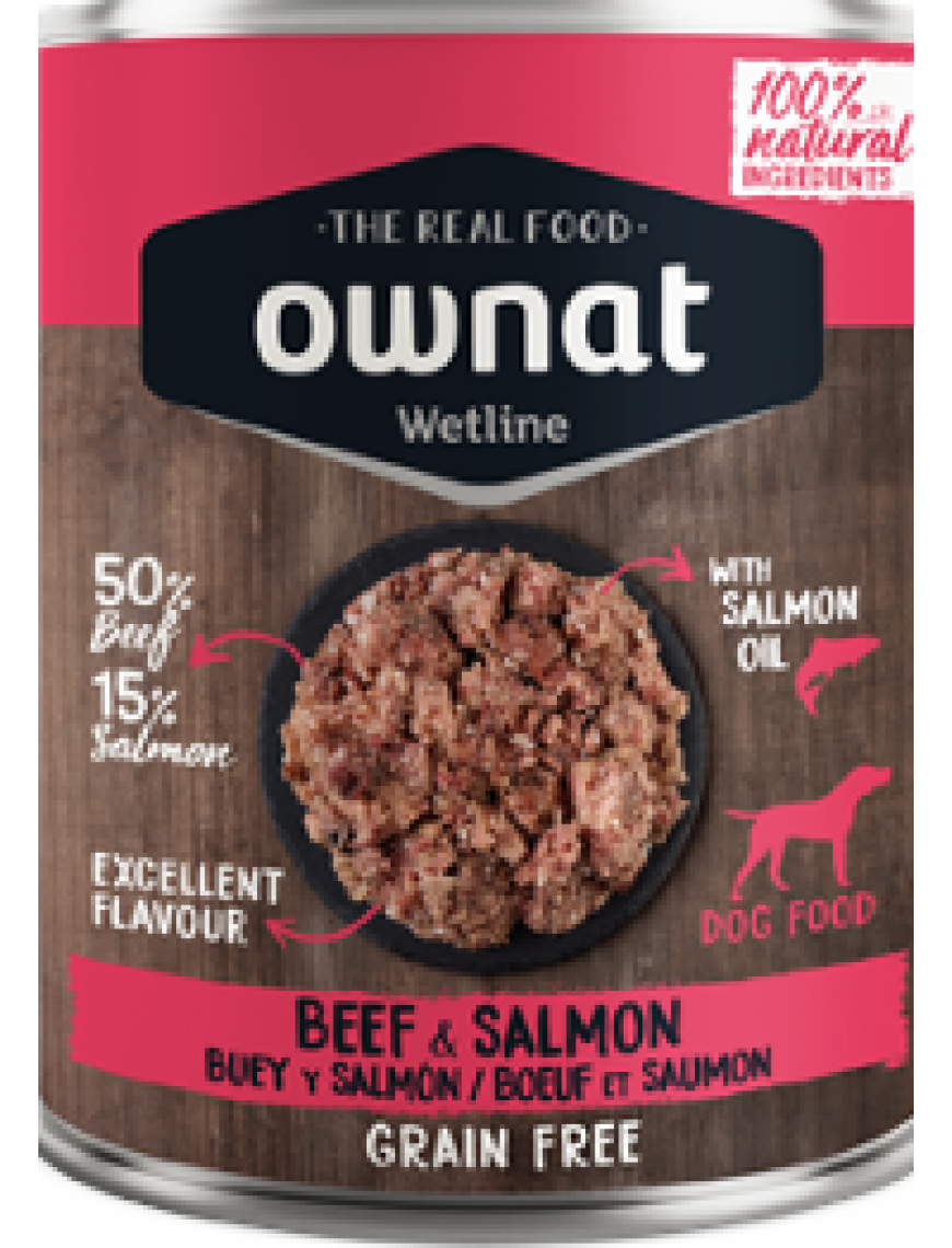 OWNAT WET BEEF&SALMON CÃO 395G