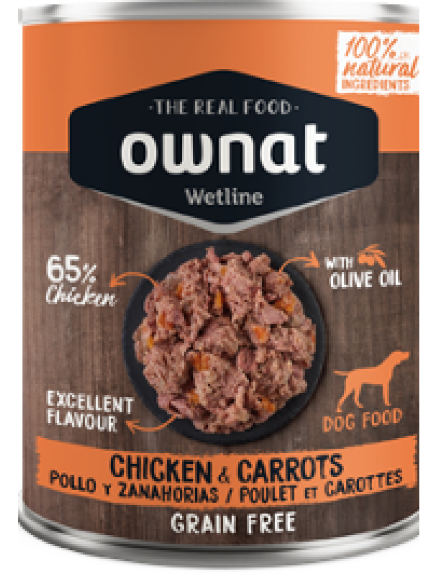 OWNAT WET CHK&CARROTS CÃO 395GR